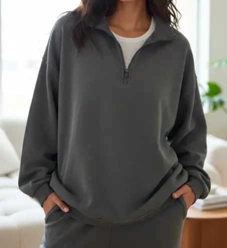 SKIMS 3X NWT boyfriend half zip in Zircon Blue slouchy fleece new SOLD OUT