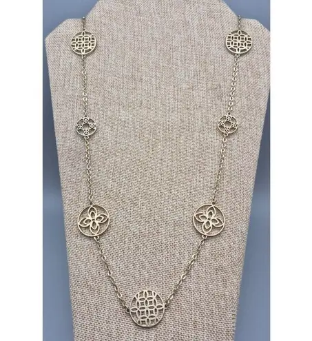 Dana Buchman Long Statement Gold Tone Open Work Station Necklace 38"