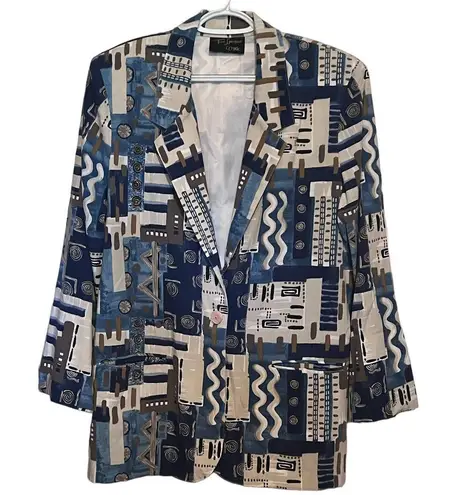 Toni Garment for CC Magic Women's Vintage Blue Tan White Black Blazar Size L Size L