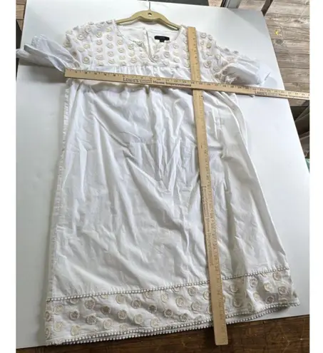 J.Crew Bell Sleeve Dress With Fringe Dot Marine Salt Ivory Size 8 Lined Preppy