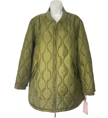 Avec Les Filles NEW Women’s Size XS Green Filled Quilted Longline Puffer Jacket
