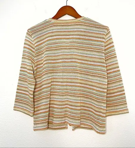 Per Una vintage colorful striped 3/4 sleeves knit cardigan sweater size L Size L