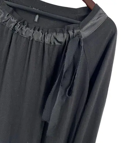 Daisy Fuentes Black Long Sleeve Top Bow Detail Size Large New