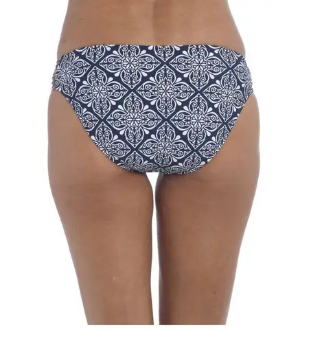 La Blanca dark navy blue mandala shirred side bikini bottoms 14 NWT
