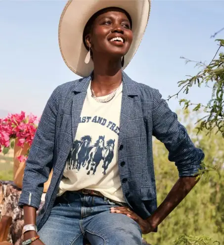 Sundance Bryce Jacket Womens Medium Blue Houndstooth Cotton Linen Blazer Tailore