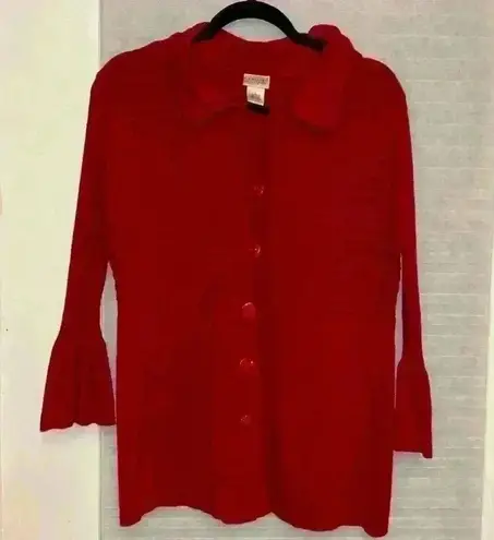 kim rogers Red cardigan sz Large bell sleeves big buttons very stylish