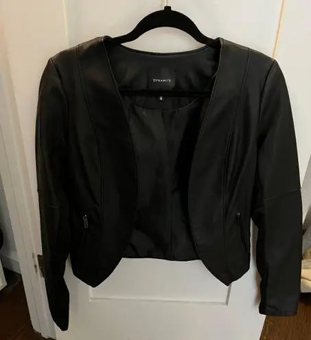 Dynamite Leather Fitted Black Blazer