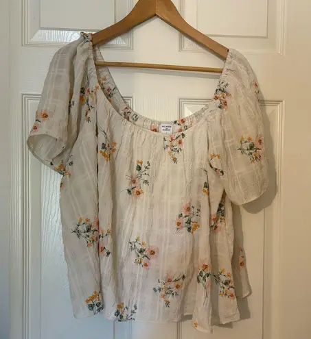 Melrose and Market Floral Off-Shoulder Blouse – XL – Flowy Cream Peasant Top