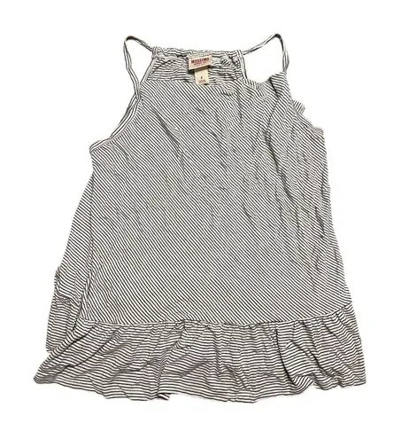 Mossimo Striped Tank Top Ruffle Hem Sleeveless Casual Summer Top Size S White
