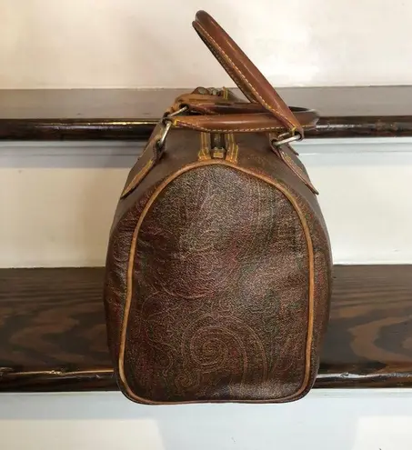 ETRO Red Paisley Boston Travel Bag Speedy 30 Top Handle Tote Lock and Keys