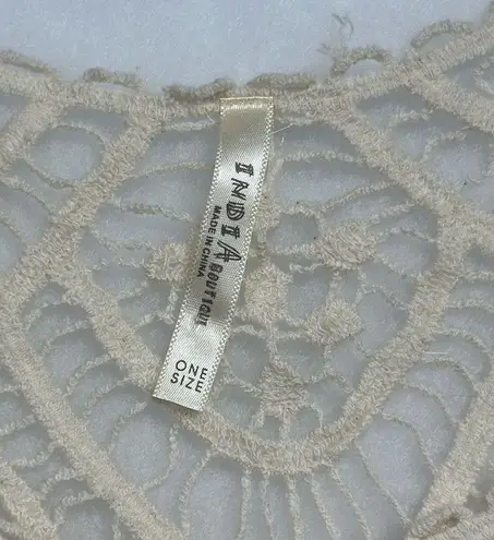 Gatsby Art Deco Style Bohemian Ivory Crochet Blouse Sz One Size Minimalist Tan