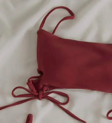 Drawstring Bikini Top Red Size XL