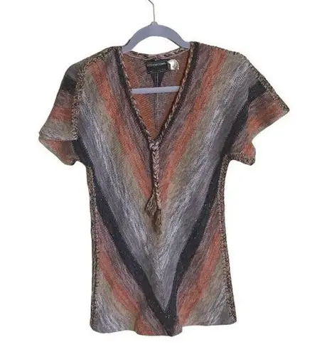 International Vintage Women's Boho Wool Blend Knit Short Sleeve Top Sz. Sm. EUC