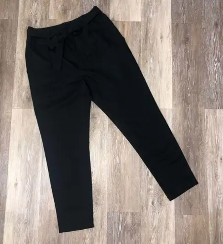 Avec Les Filles Black Linen Blend Paper Bag Pants 10 NWOT