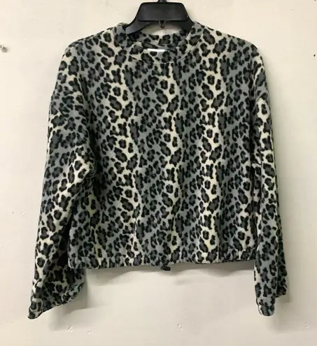 Abound  Womens Multicolor Animal Print Cozy Fleece Pullover Sweatshirt