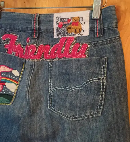 TEENIE WEENIE Embellished Patches Blue Jean Capris EUC 6 Rare HTF