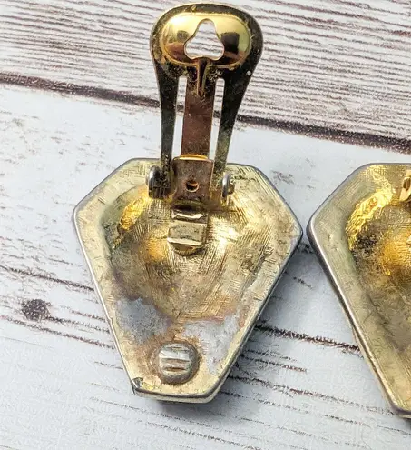 Vintage Clip On Earrings Cream & Navy