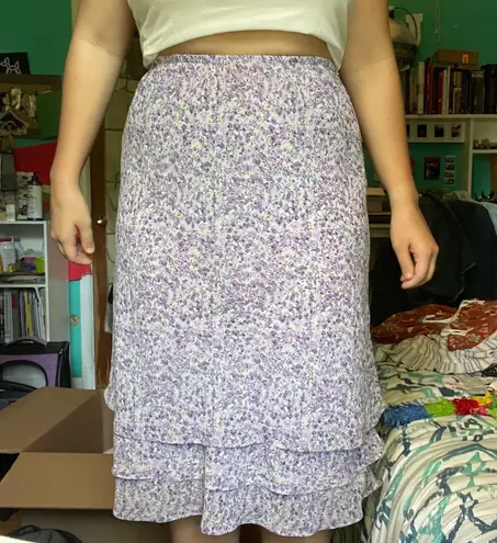 Notations Thrifted Purple Floral Midi Skirt