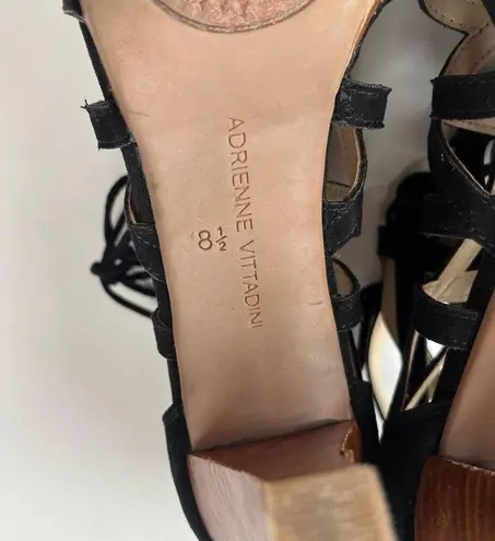 Adrienne Vittadini Anjolie-1 Suede Strappy Web Heel Womens 8.5 Witchy Black