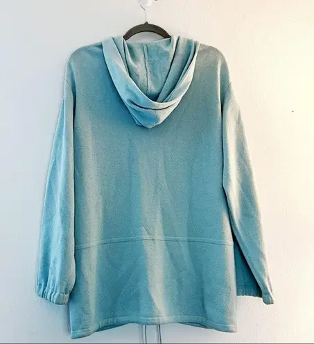 St. John Sport Sweater Light Blue Full Zip Hooded Santana Knit Sweater Sz S GUC