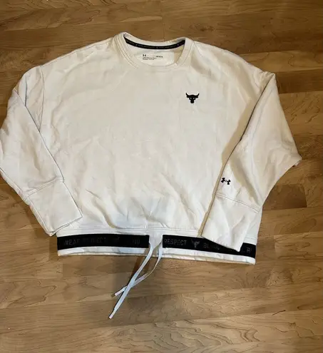 Under Armour  Sweater Womens Large‎ Cream Project Rock Charged Fleece Crew thumbnail 1