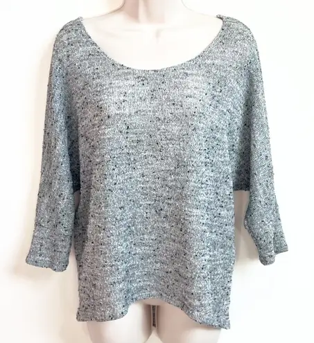 Alfani π high low lightweight 3/4 sleeve scoop neck gray sweater
