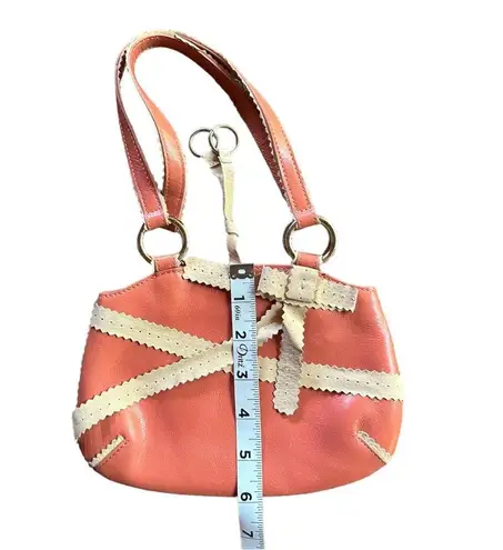 M. London Leather Baguette Salmon Pink and White