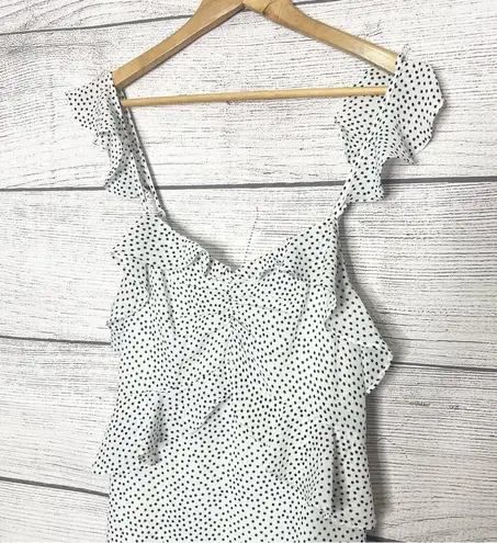 Lucy Paris NWT Marissa Ruffled Polka Dot Dress Size Small White & Black