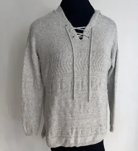 Oversized Knit Hood Sweater Gray Size L