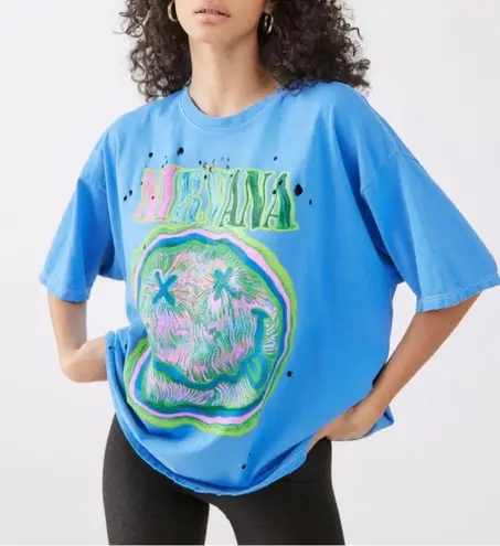 Nirvana NWOT Distressed T-Shirt Dress blue size S/M