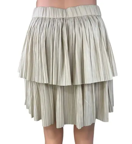 Berenice Cream White Elastic Waist Pleated Layered Tiered A
