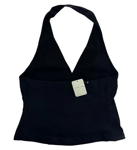 FP FREE PEOPLE INTIMATELY Still Here Halter Top Knit Deep V Black NWT Medium