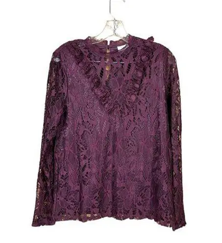 Vila Clothes Women's Wine Laced Long Sleeve Top Size M