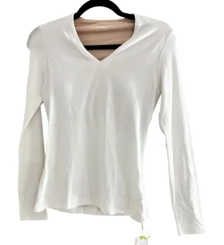 NWT OGL Litewarm Stretch Cotton V Neck Long Sleeve Brami Top White Size Medium