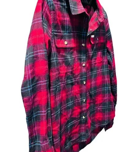 Brixton Bowery Women's Red Flannel Long Sleeve Button Down Shirt Size Small