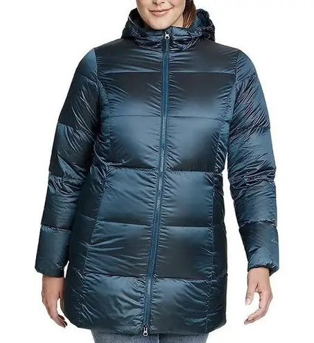 Eddie Bauer  Luna Peak Down Parka Coat Women’s M Peacock Blue 550 Hooded Zip