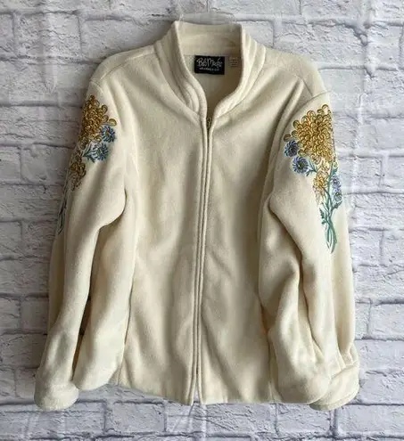 Bob Mackie Women’s Vintage Wearable Art Embroidered Fleece Jacket Size Large