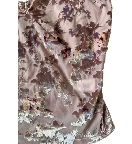 Self Esteem  Mauve Velvet Floral Crop Tank Top Size XL NEW