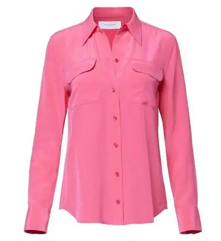Equipment NWT Slim Signature in Azalea Pink Silk Button Down Shirt XL $250