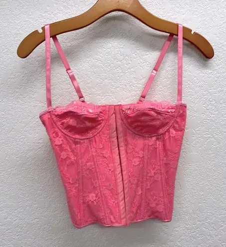 Barbie Pink Lace Bustier XS Open Criss Cross Back