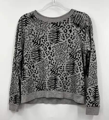 Whistles Sweatshirt Womens Small Animal Print Pullover Gray Black Sweater