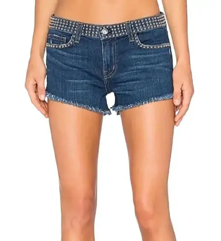 L'Agence L’Agence Studded Zoe Fringe Denim Shorts Size 25