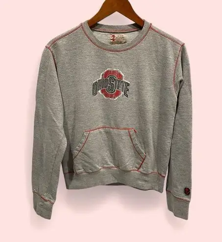 IZOD Vintage look Collegiate OSU Ohio State crew neck gray kangaroo sweatshirt