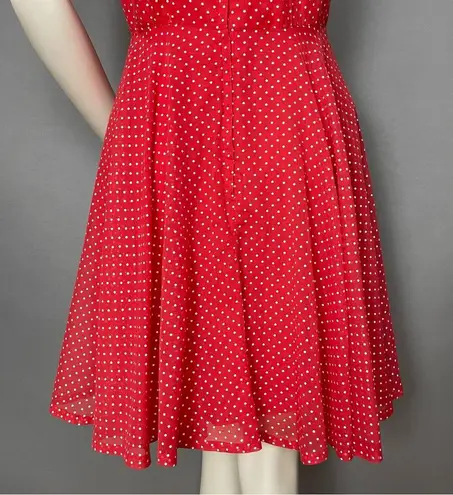 Vintage Polka Dot Dress Handmade Red White Cut