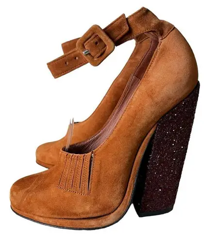 Robert Clergerie Opening Ceremony Suede Glitter Pump Brown Size 6