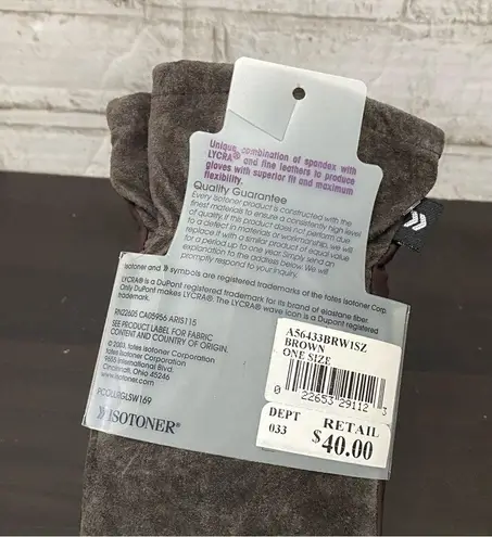 Isotoner Stretch Leathers Brown Genuine Leather Gloves One Size