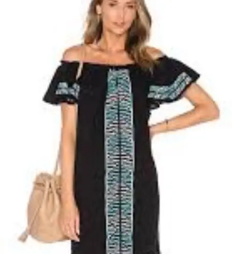 Piper by Townsen Black Off Shoulder Embroidered Dress Size Medium