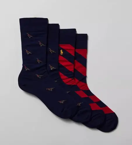 Polo Ralph Lauren Pheasant & Stripe Crew Sock 2-Pack NWT