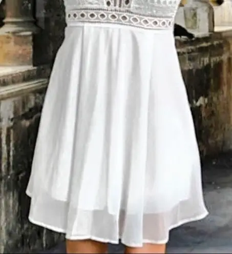 Boutique NEW White Sheer Layered Custom Eyelet Dress Vintage Victorian Wedding Airy Small