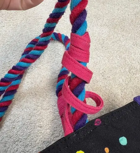 NWT Laurel Burch Rainbow Dancing Spirits Zip Shoulder Tote Black